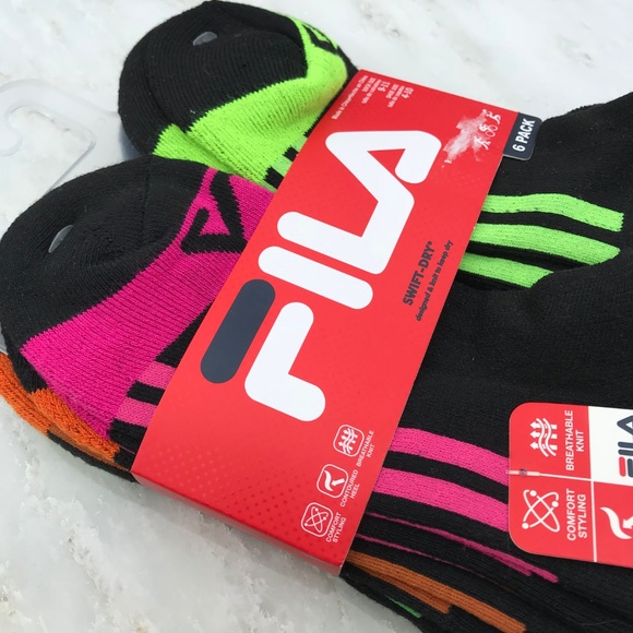 FILA 6-Pack Women's Black No Show Athletic Socks - Picture 2 of 3